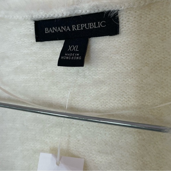 NWT Banana Republic Ivory White Fuzzy Long Cardigan Sweater Sz XXL - Picture 6 of 7